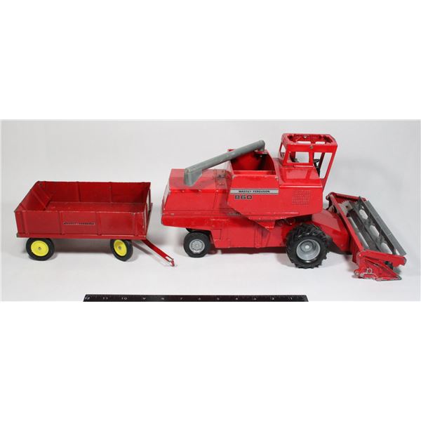 VTG MASSEY FERGUSON DIECAST COMBINE & TRAILER 1/16