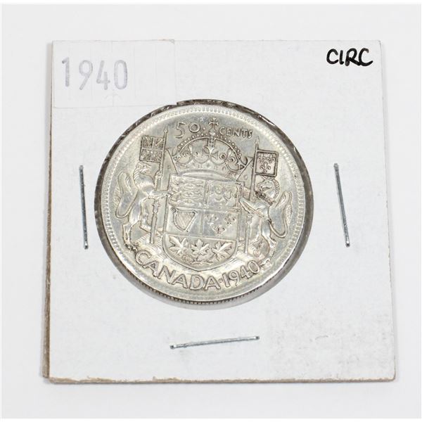 1940 CANADA HALF DOLLAR SILVER COIN 0.3-OZ SILVER
