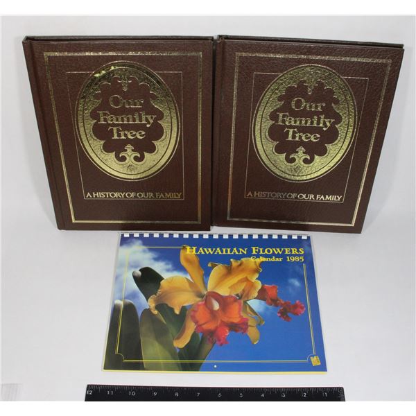 2 OUR FAMILY TREE / HAWAIIAN FLOWERS 1985 CALANDER