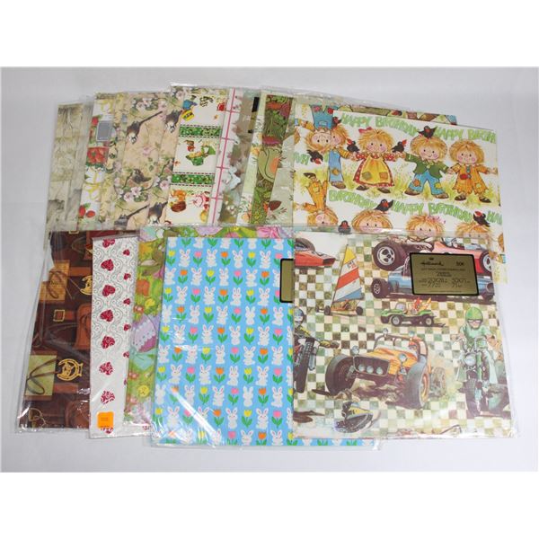 LARGE BUNDLE OF VINTAGE GIFT WRAPPING PAPER