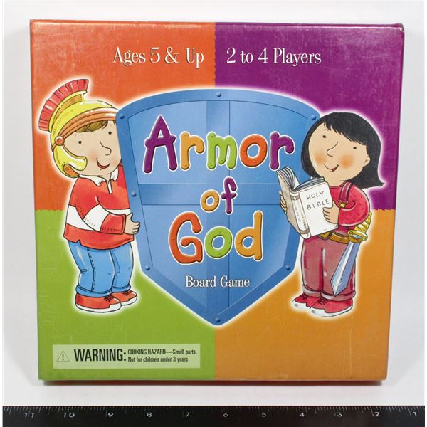 ARMOR OF GOD BOARD GAME, OPEN BOX, REPORTED
