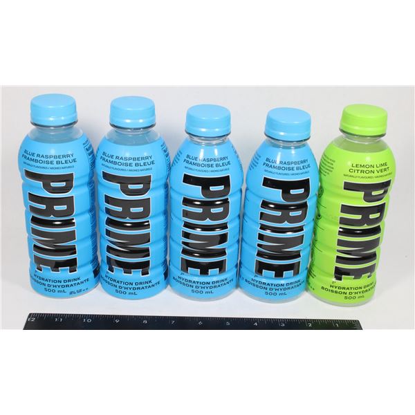 5 BOTTLE SOF PRIME HYDRATION DRINK MOSTLY BLUE
