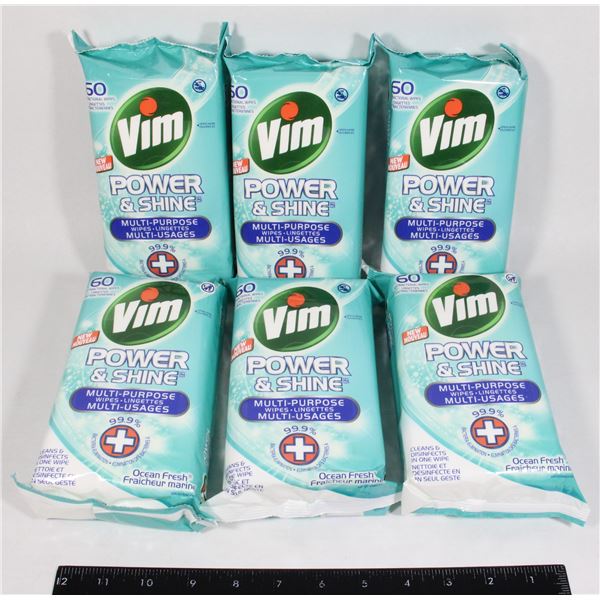 6 BUNDLE - VIM POWER & SHINE MULTI-PURPOSE WIPE