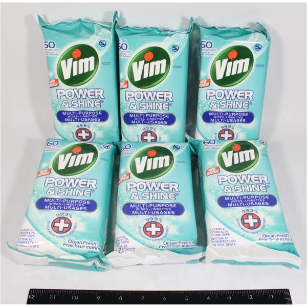 6 BUNDLE - VIM POWER & SHINE MULTI-PURPOSE WIPE