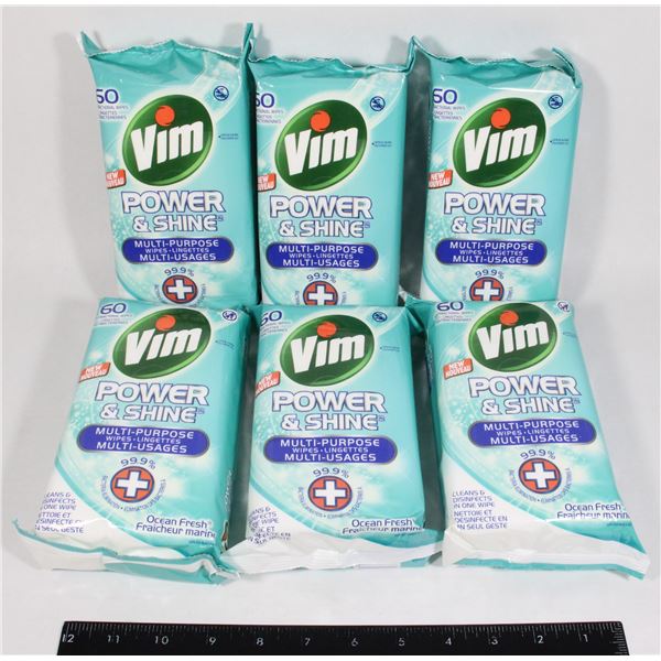 6 BUNDLE - VIM POWER & SHINE MULTI-PURPOSE WIPE