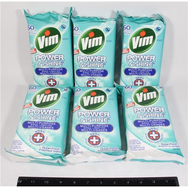 6 BUNDLE - VIM POWER & SHINE MULTI-PURPOSE WIPE