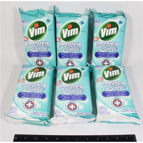 6 BUNDLE - VIM POWER & SHINE MULTI-PURPOSE WIPE