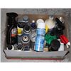 Image 1 : BOX OF ASSORTED SHOP/ GARAGE CHEMICALS, ALL USED