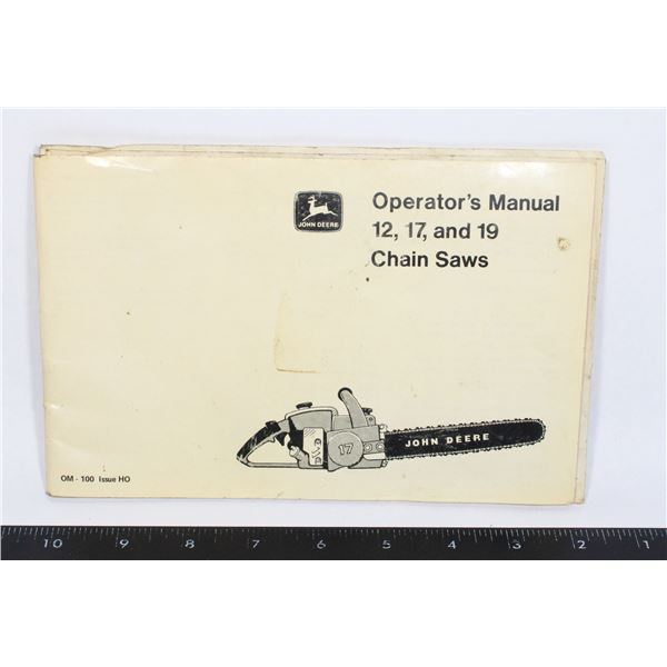 JOHN DEERE 12, 17, 19 CHAIN SAW OPERATORS MANUAL
