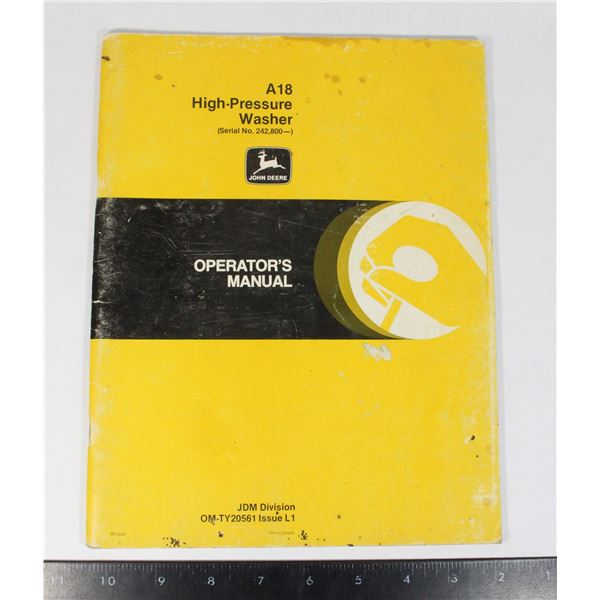 A-18 HIGH PRESSURE WASHER OPERATORS MANUAL