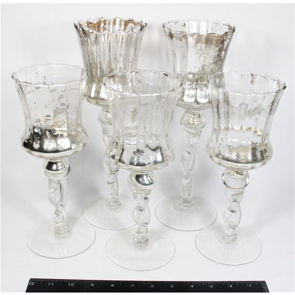 SET OF 5 VINTAGE WINE GLASSES