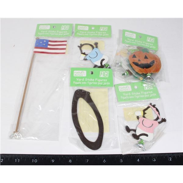 NEW LOT OF FAMILY MATTERS YARD STAKE FIGURES FIGI