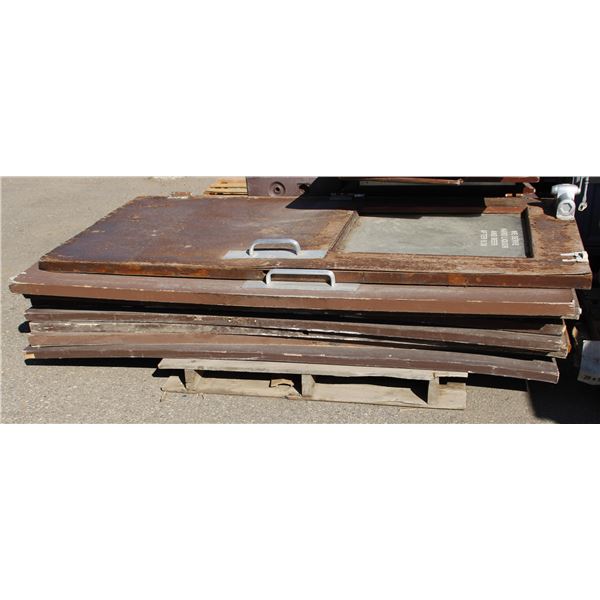 PALLET OF COMMERCIAL DOORS, VERY POOR CONDITION