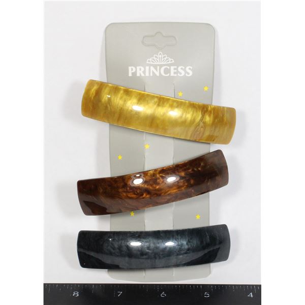 3 NEW ACRYLIC FRENCH CLIPS GOLDEN, CHOCOLATE BROWN
