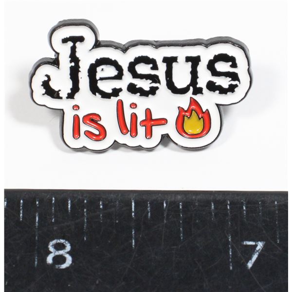 NEW JESUS IS LIT LAPEL PIN