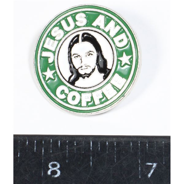 NEW JESUS AND COFFEE LAPEL PIN