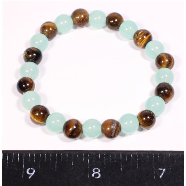 NEW AVENTURINE/TIGER EYE SYNTHETIC STONE STRECH