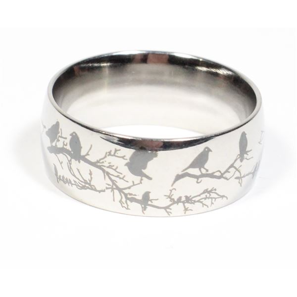NEW SIZE 8 BIRD DESIGN STAINLESS STEEL RING