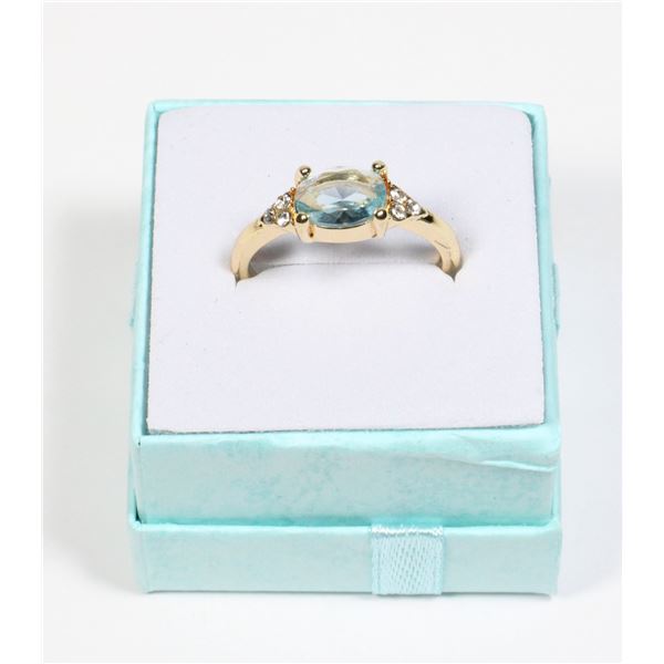 NEW SIZE 7 GOLD TONE ZIRCONIA RING