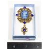 Image 1 : NEW BLUE CAMEO STYLE LIGHTWEIGHT RHINESTONE ACCENT