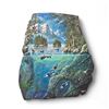 Image 1 : Original Hand Painted Stone Slab of Orcas  Signed SKODA (Ken Skoda is a West Coast Artist) 18" X 19"