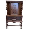 Image 1 : 1920s Jacobean Revival Oak Cabinet (20" X 38" X 63" Tall)
