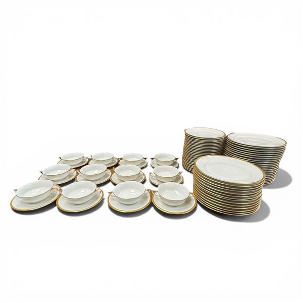 Vintage Bohemia Czechoslovakia Gold Rimmed China * 35 X 10" Dinner Plates, 27 Z 8.5" Salad Plates an