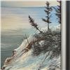 Image 3 : Signed Original David Preston Oil on Canvas Painting "Winter Oceanscape" Frame dimensions30" x 41