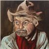 Image 3 : Signed Original David Preston Oil on Canvas Painting "Portrait of Cowboy with Guitar" Frame dimensi