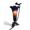 Image 2 : Glass Shade Lily Lamp with Cast Metal Base & Butterfly (7" Tall X 3" Diameter)