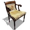 Image 2 : English Regency Scroll Arm Mahogany Carver Chair with Tapestry Upholstery