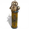 Image 1 : Painted Wood Umbrella Stand with Contents (Batons, Wicker Rug Beater, Feather Duster and More)