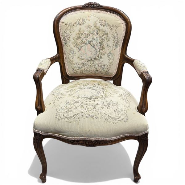 20th Century Chateau d'Ax Louis XV Style Tapestry Armchair
