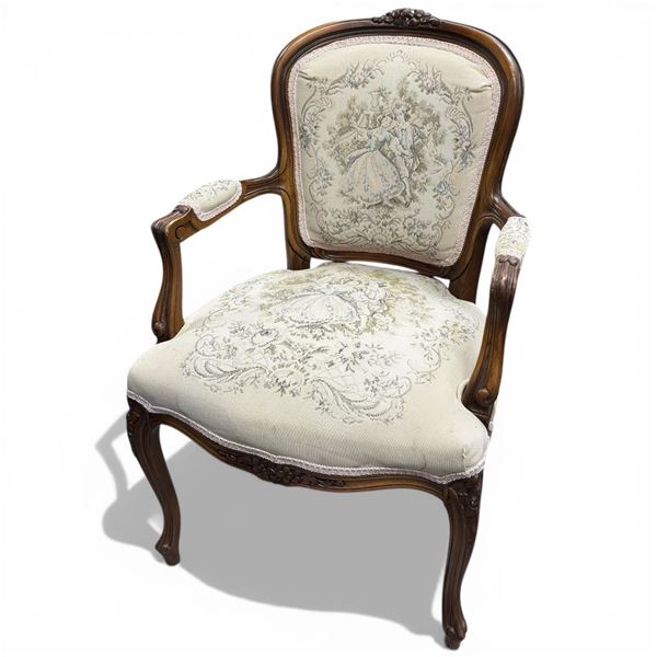 20th Century Chateau d'Ax Louis XV Style Tapestry Armchair