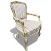 Image 2 : Louis XVI Style Arm Chair with Partial Gilt Finish and Panel Floral Upholstery