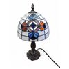 Image 2 : Tiffany Style Stained Glass Lamp with Lily Pads on the Base (14" Tall X 8" Diameter Shade)