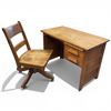 Image 2 : Small Vintage Oak Desk and Chair (20" X 36" X 26" Tall)