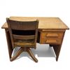 Image 4 : Small Vintage Oak Desk and Chair (20" X 36" X 26" Tall)