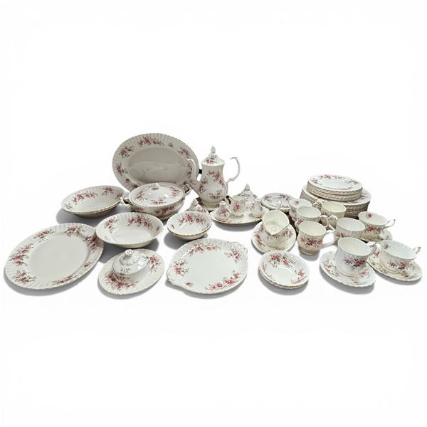 45 Pieces of Royal Albert "Lavendar Rose" China & Serving Pieces Includes 2 Extra Tea Pot Lids