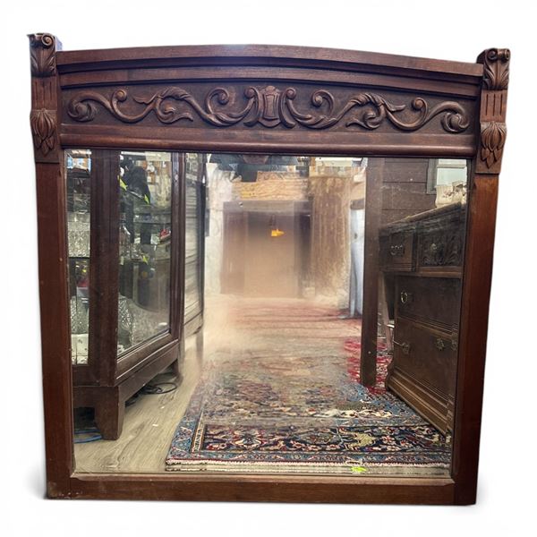 Antique Eastlake Oak Framed Wall Mirror (frame is 40" x 41" x 2" thick) Companion piece to lots 30 a