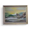 Image 1 : E. Rabjohn Signed Original Oil Painting "Pacific Sunset West Coat Vancouver Island" (Framed Dimensio
