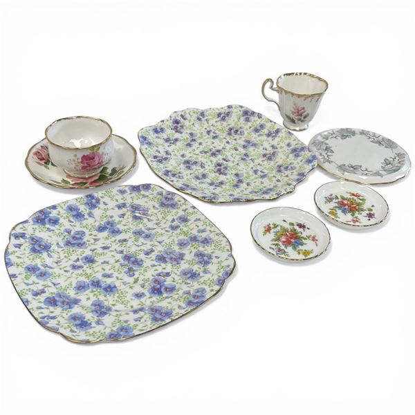 Assorted Royal Albert Plates, Teapot Stand, Teacup and 2 Minton Trinket Dishes