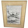 Image 3 : 3 Framed Vintage Japanese Prints * 1 is Ink Wash Style (Framed Dimensions: 18" X 22" * One Glass is
