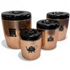 Image 1 : Set of 4 Vintage Copper Canisters with Enameled Lids by West Bend USA