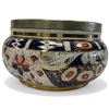 Image 2 : Antique English Imari JardiniÃ¨re with Silver Plated Rim * 9" Diameter X 4" Deep