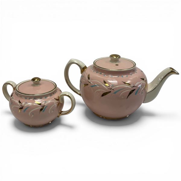 Vintage English Sadler Pink Teapot with Matching Sugar Bowl