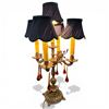 Image 1 : Brass Five Shade Electric Candelabra with Art Glass Drops (24" Tall X 12" Diameter) Tested and Worki