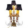 Image 2 : Brass Five Shade Electric Candelabra with Art Glass Drops (24" Tall X 12" Diameter) Tested and Worki