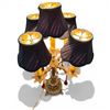 Image 3 : Brass Five Shade Electric Candelabra with Art Glass Drops (24" Tall X 12" Diameter) Tested and Worki