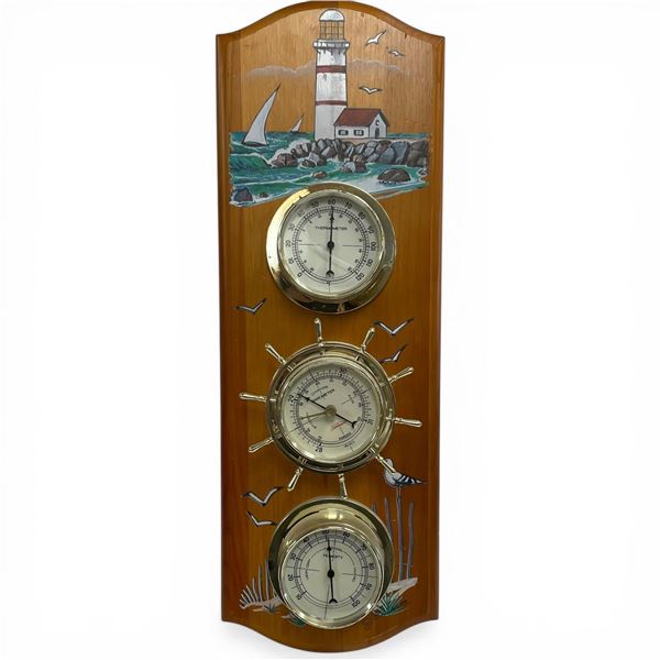 Hand Painted Sunbeam Wall Mount "Barometer & Thermometer" Weather Station * 6" x 20" tall